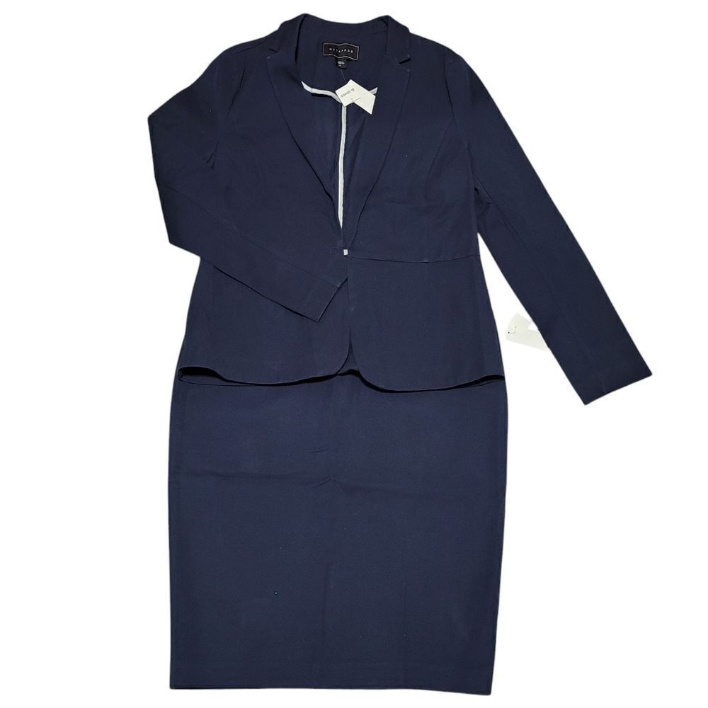 Bi stretch navy skirt suit